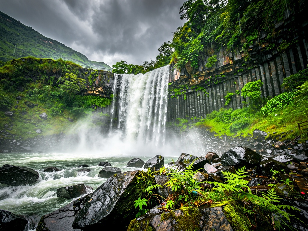 A monsoon waterfall in the Western Ghats
